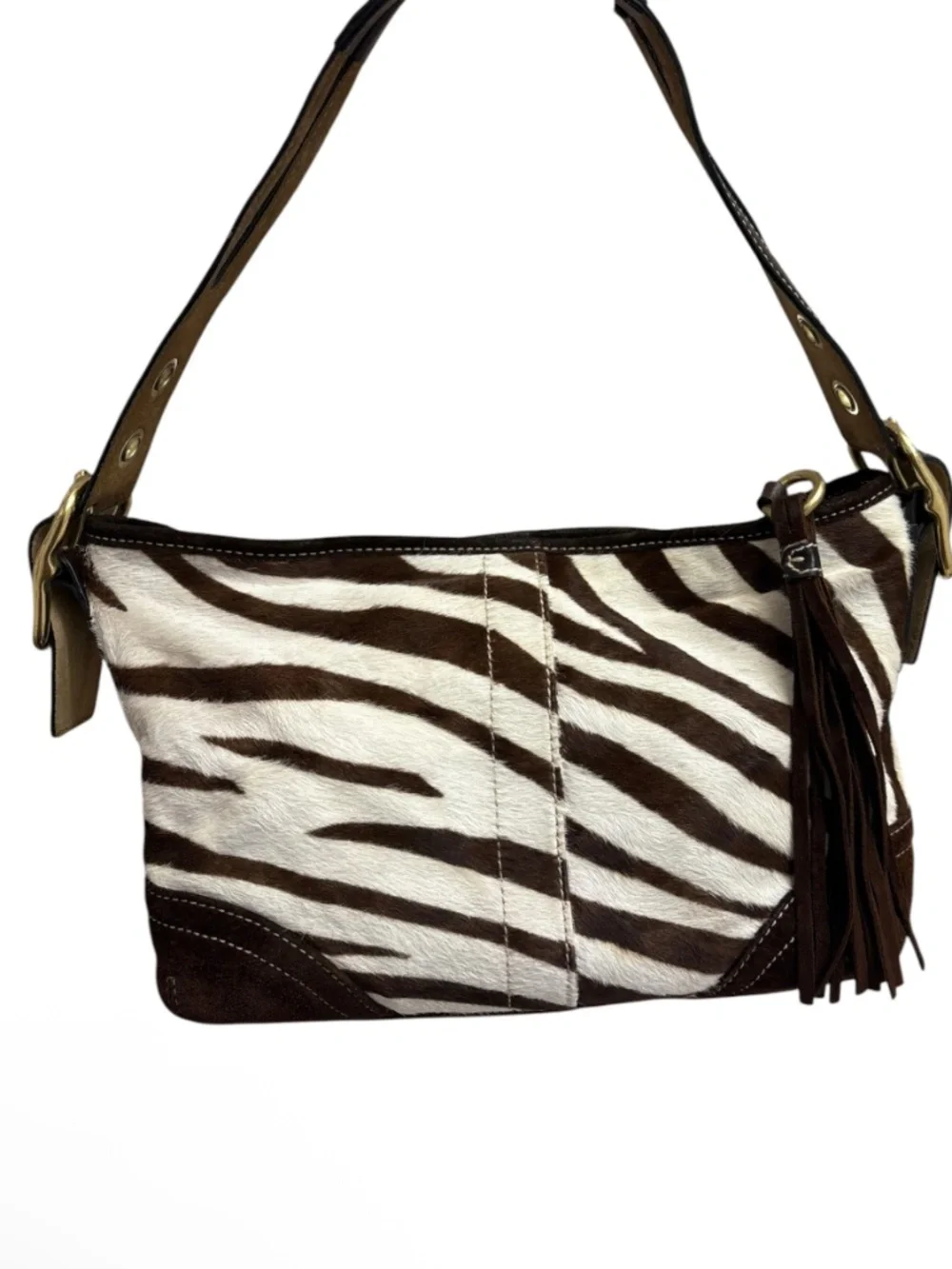 Coach 8A65 rare vintage y2k zebra pony hair shoulder bag